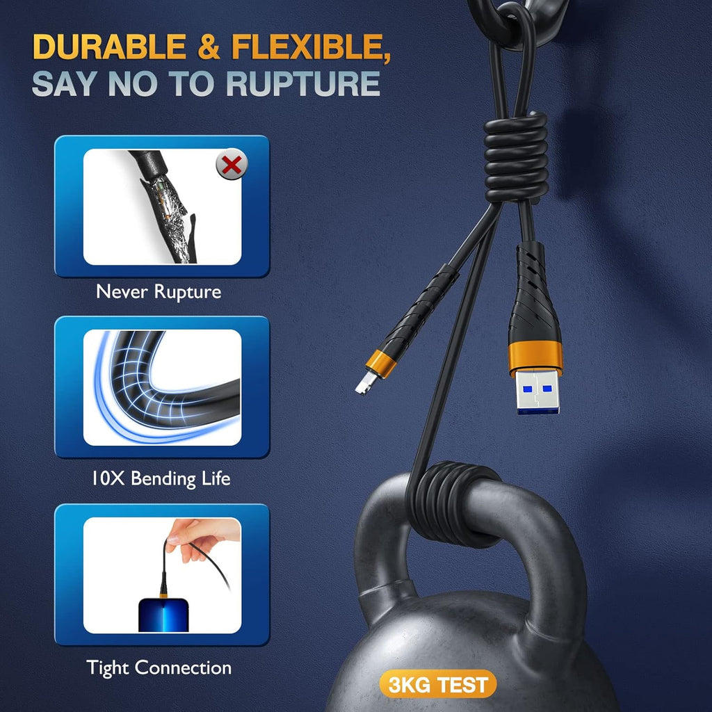 OIITH MFi Certified Short for iPhone Charger Cable 3 Pack 1 Ft, 12 inch for Lightning Charging Cord, Fast 2.4A for iPhone Data Cord Compatible with iPhone12/11/XS/Max/XR/X/8/8P/7P/6/iPad - Orange