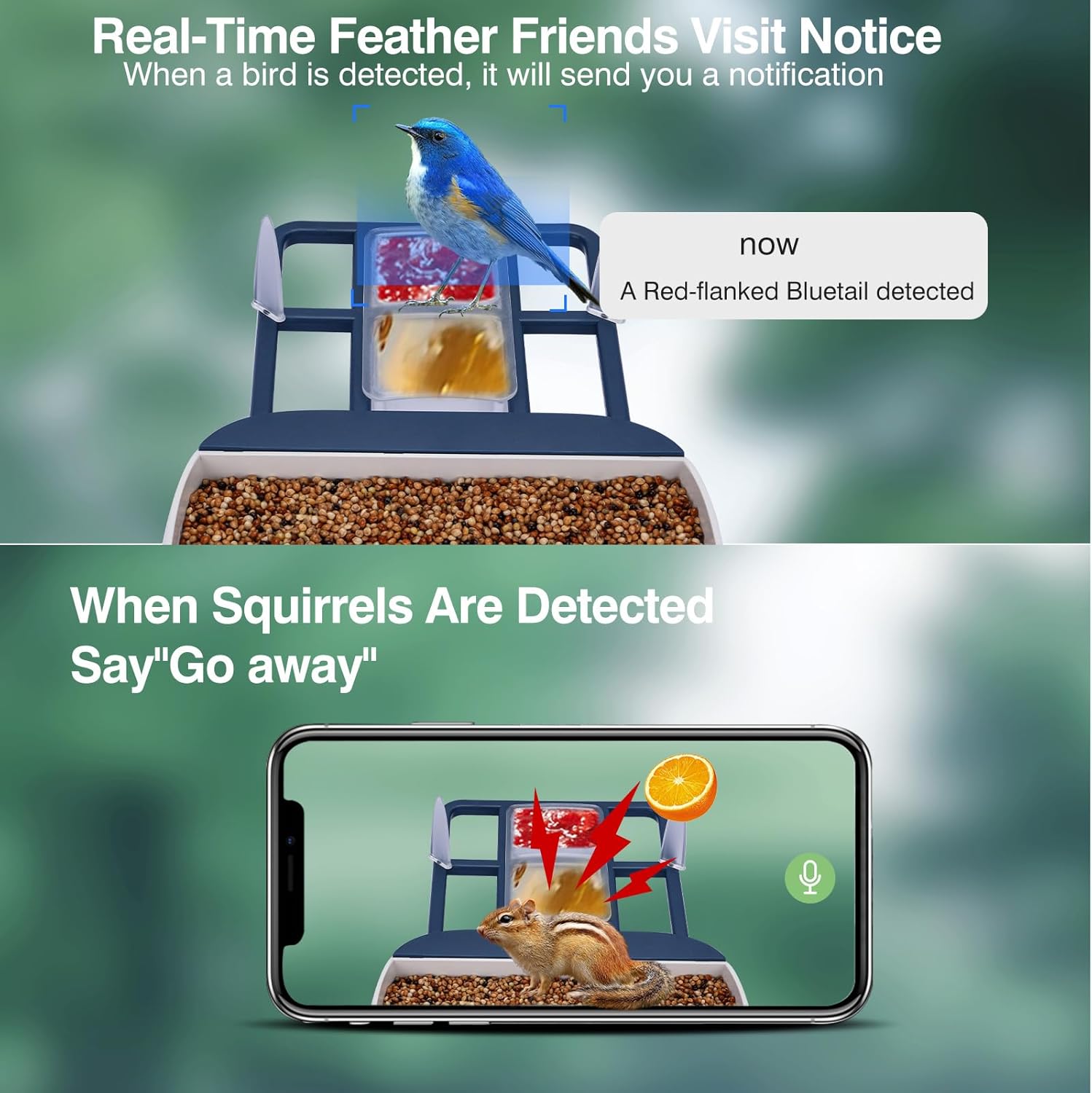Smart Bird Feeder with Camera,AI Identify Species,Bird House with Solar Powered,Instant Arrival Alerts,2K HD Capture Video Live View,Gift for Birds Lover (Indigo Blue)