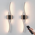 Battery Operated Wall Sconces Set of Two with Remote Control, Dimmable/3 Color/Night-Light/Timer/Memory, Black Modern Wireless LED Sconce for Living Room, Hallway, Bedroom, 27.5 Inch (2 Pack)