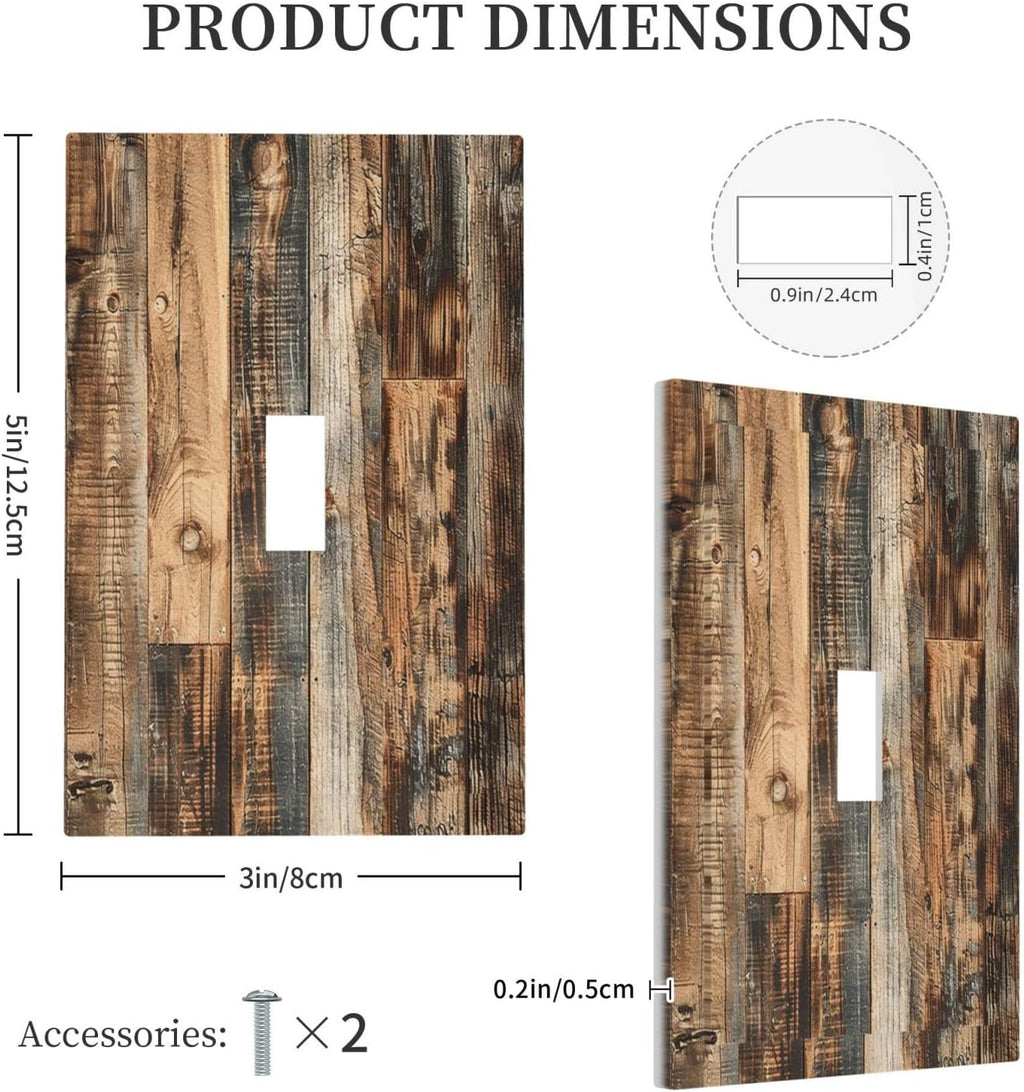 Decorative Light Switch Cover Rustic Brown Wood Pattern Splice Plank 1 Gang Single Toggle Device Electrical Faceplate Switchplates Decorator Outlet Wall Plate For Farmhouse Cabin Decor