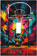 Colorful Graffiti Basketball Sport Basket Hippie 1 Gang Light Switch Covers Single Toggle Wall Plate Decorative Switchcover Electrical Switchplate for Country Bathroom Bedroom Decor
