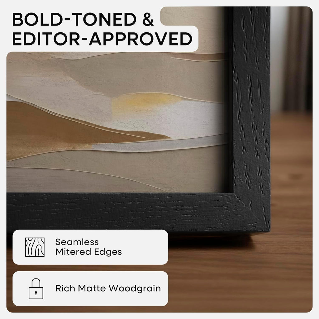 Homeforia 12x36 Black Wood Picture Frame, High End Oak 12x36 Poster Frames with Mat 10x30 Art, 12 x 36 Black Wooden Frames Matted to 10 by 30, 36x12 Panoramic Frame, Tempered Glass, Wall Kit, Set of 1