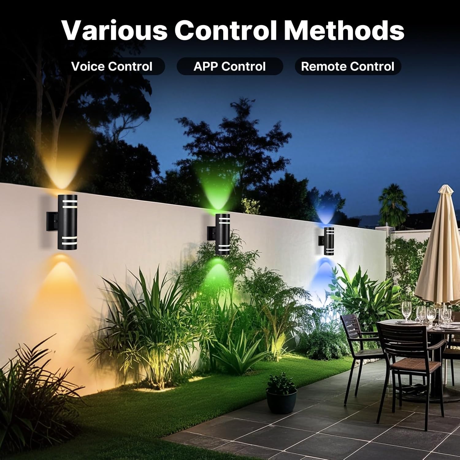 RGB Up and Down Lights Outdoor Wall Lights 1 Pack, Smart Color Changing Outdoor Wall Sconce WiFi Voice & App Control,Aluminum Waterproof Exterior Lights for Porch Compatible with Alexa