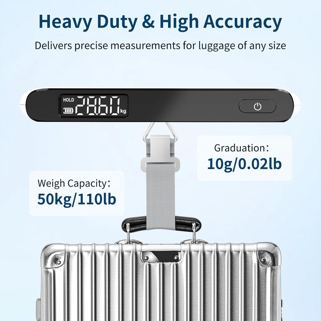 Ultrean Luggage Scale, 110lb Digital Suitcase Weight Scale for Travel, Portable Handheld Baggage Scale with Rubber Paint, Hook, Battery Included