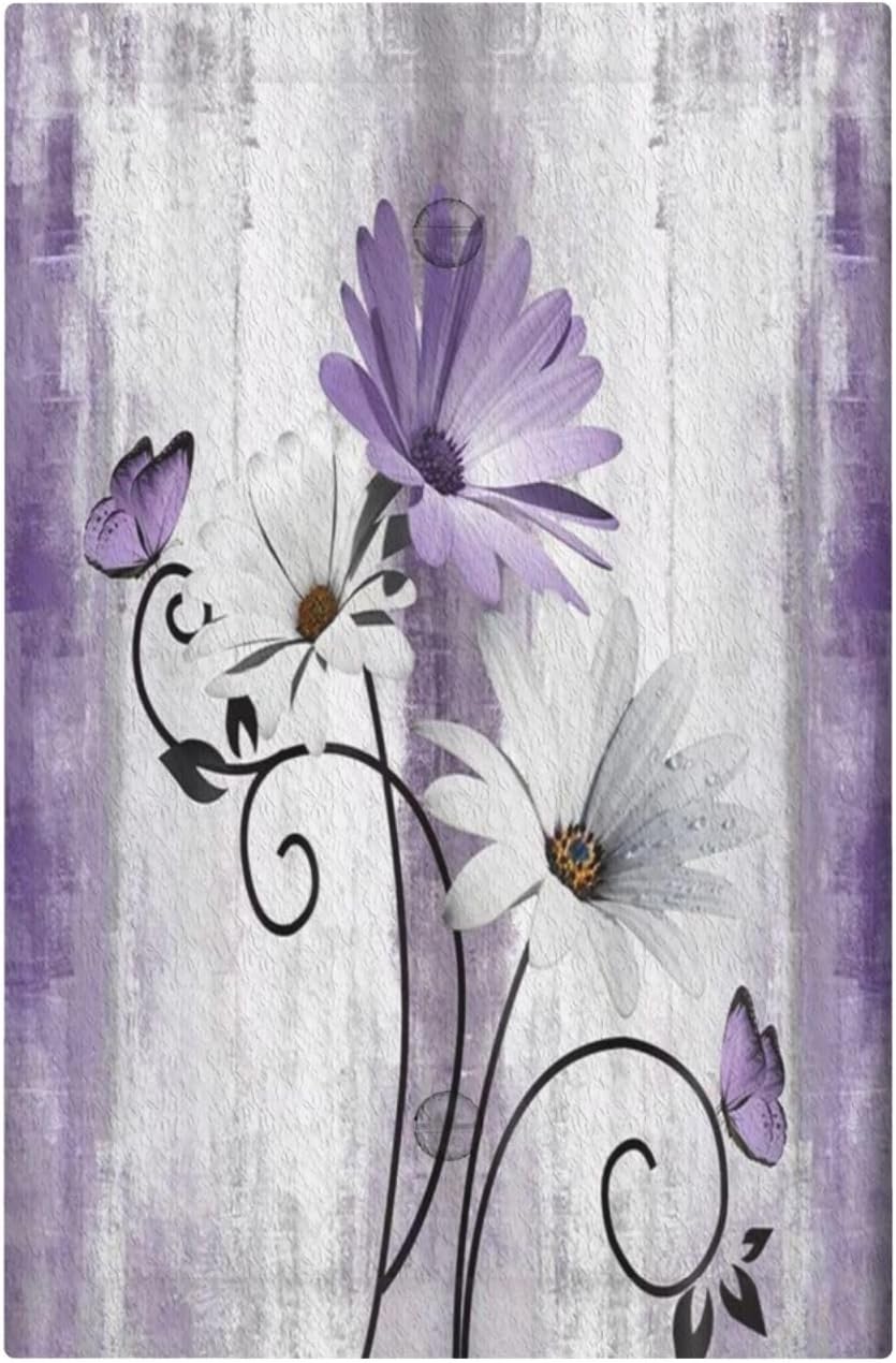 Decorative Light Switch Plate Covers Rustic White Purple Daisy Floral Flower 1 Gang No Device Single Blank Outlet Cover Wall Plate Light Switch Cover Plate Faceplate for Bedroom Home Decor