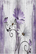 Decorative Light Switch Plate Covers Rustic White Purple Daisy Floral Flower 1 Gang No Device Single Blank Outlet Cover Wall Plate Light Switch Cover Plate Faceplate for Bedroom Home Decor