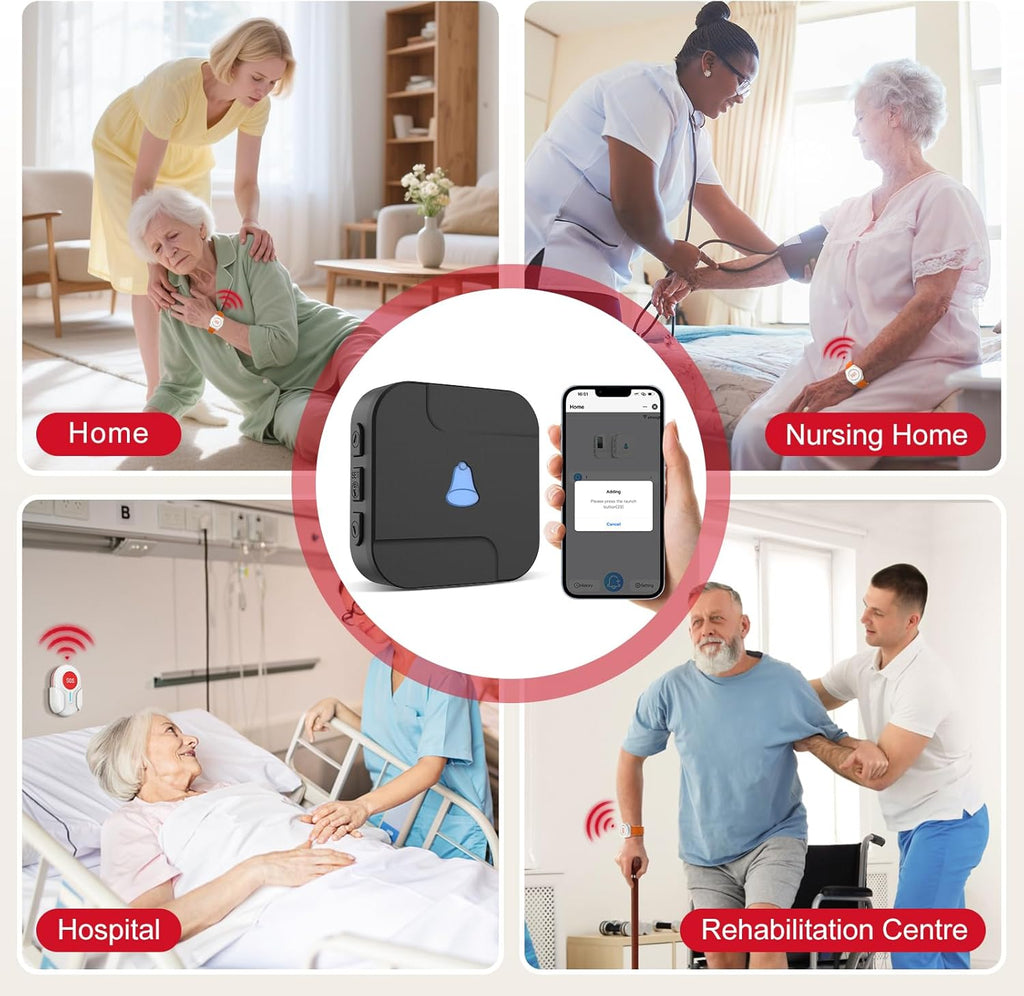 CallToU Wi-Fi Wireless Caregiver Pager Call Button for Elderly at Home , APP Emergency Alert for Seniors, Patients, and The Disabled (TY02BL-US 2-1)