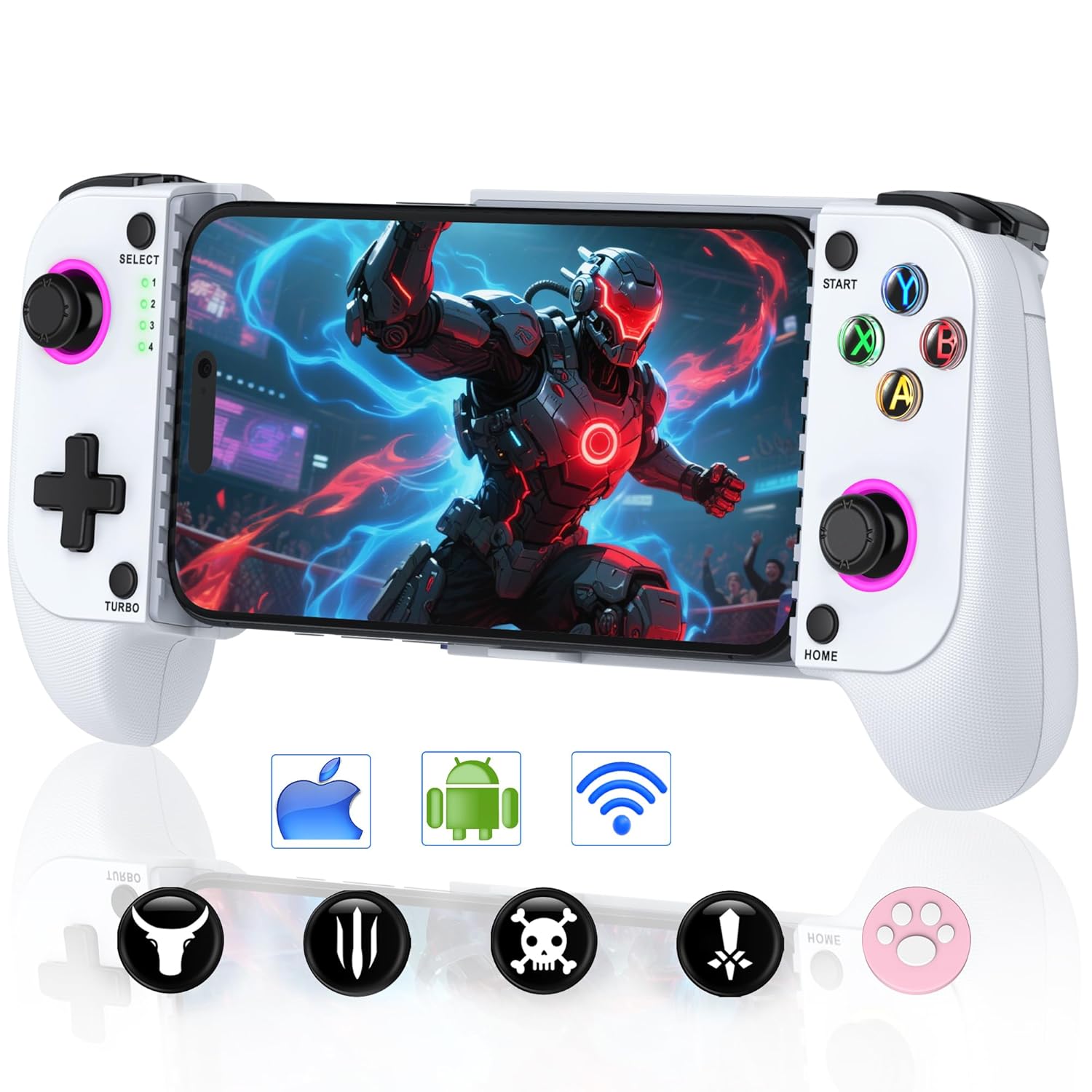 NealGamefy Phone Controller for iPhone/Android - Mobile Gaming Controller with Hall Effect Joystick, Phone Case Support, Turbo Function, Dual Vibration- Phone Controller Compatible with More Games
