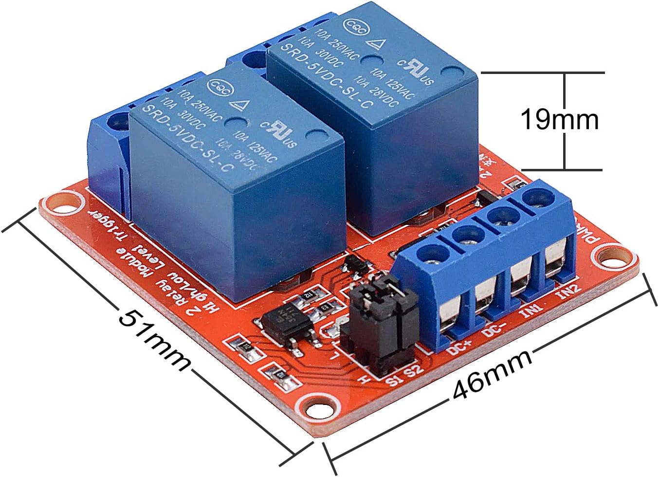 [2-Pack] DC 5V Relay Module 2-Channel Relay Switch with Optocoupler Isolation High/Low Level Trigger