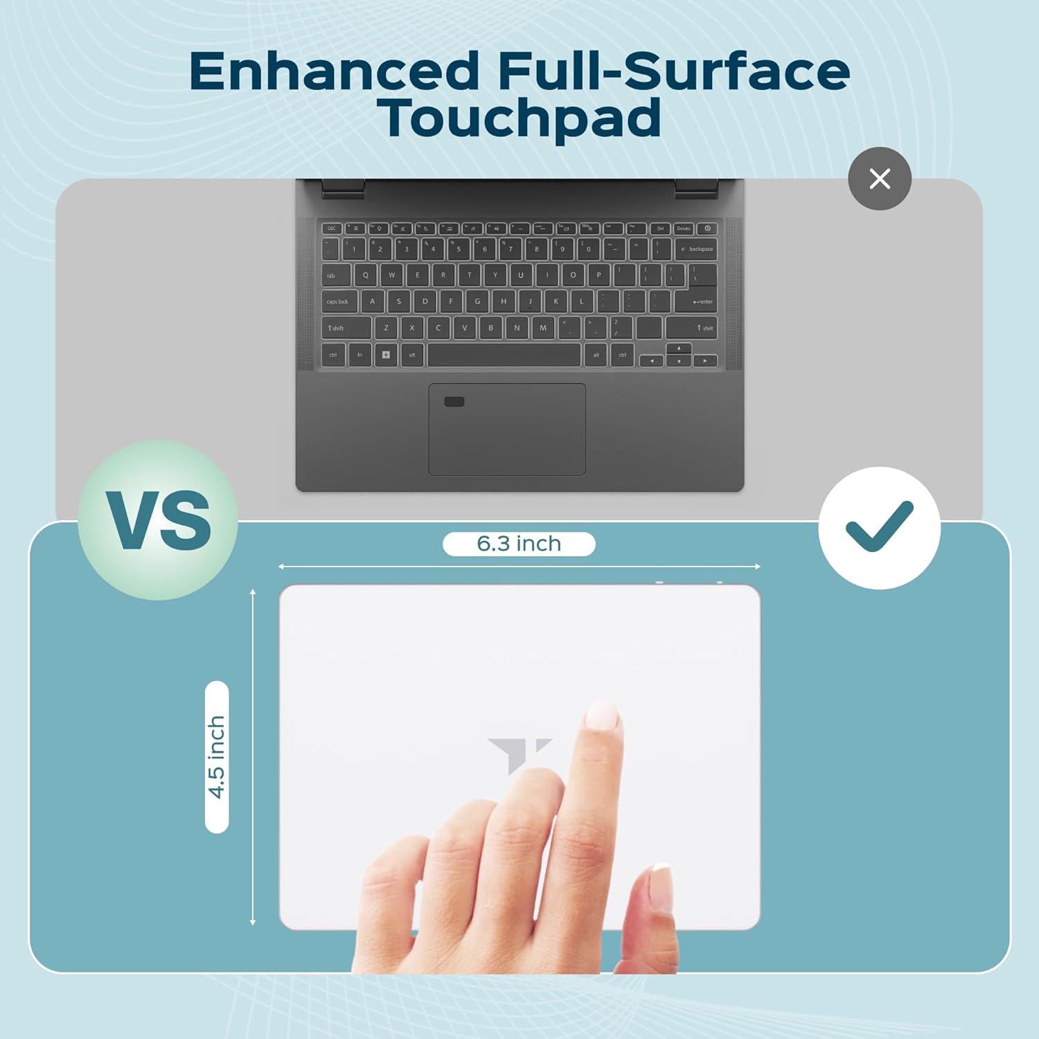 Turonic TP1 Wireless Touchpad, Bluetooth 2.4GHz, Type-C Rechargeable, 150×105mm Area, Up to 30H Use, 4-Touch Recognition, Multi-Device Connection, Precision Glass Surface, Compatible with Windows