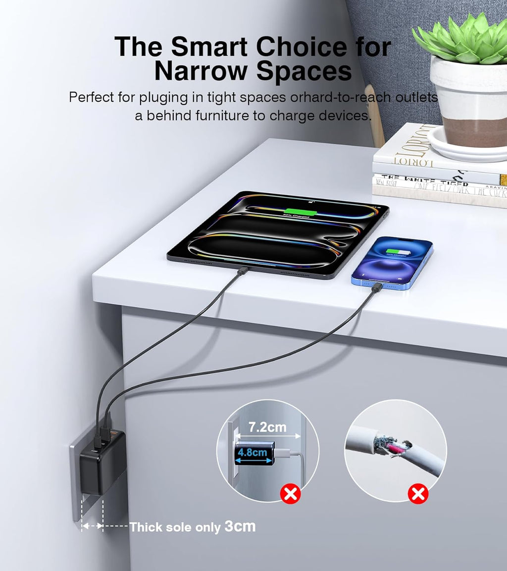 Fast Charger Block, GaN 6 Port USB C Charging Station Hub Cube, 100W Multiport Type C Wall Charger Power Strip Plug with PD 3.0+QC for iPhone 13 14 15 16 17 Pro Max XR XS 8 7, Samsung, iPad, Table