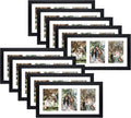 Golden State Art, Set of 10, 9x18 Black Wood Frame - White Mat for Three 5x7 Pictures - Sawtooth Hangers- Swivel Tabs - Wall Mounting - Landscape/Portrait - Real Glass - Collage Frame