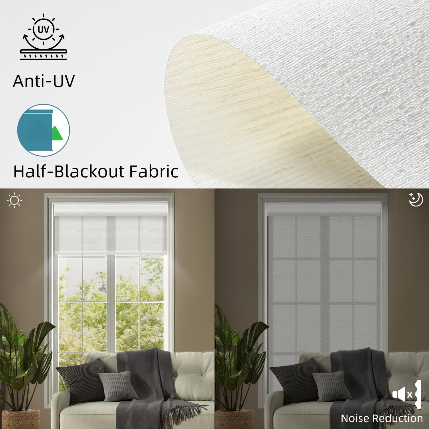 SmartWings Motorized Light Filtering Shades, 70% Blackout, Custom Size, Rechargeable Battery, Works with Matter/Apple HomeKit, Alexa, Thread/Zigbee, Remote Optional, 70% Safari Ivory