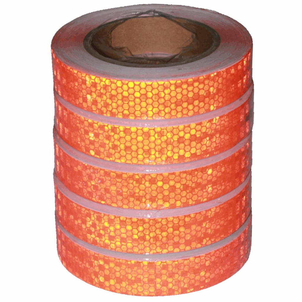 Orange Reflective Tape Outdoor Waterproof 1 inch Wide, High Visibility Industrial Marking Tape, Safety Adhesive Stickers (68 feet,5 Rolls)