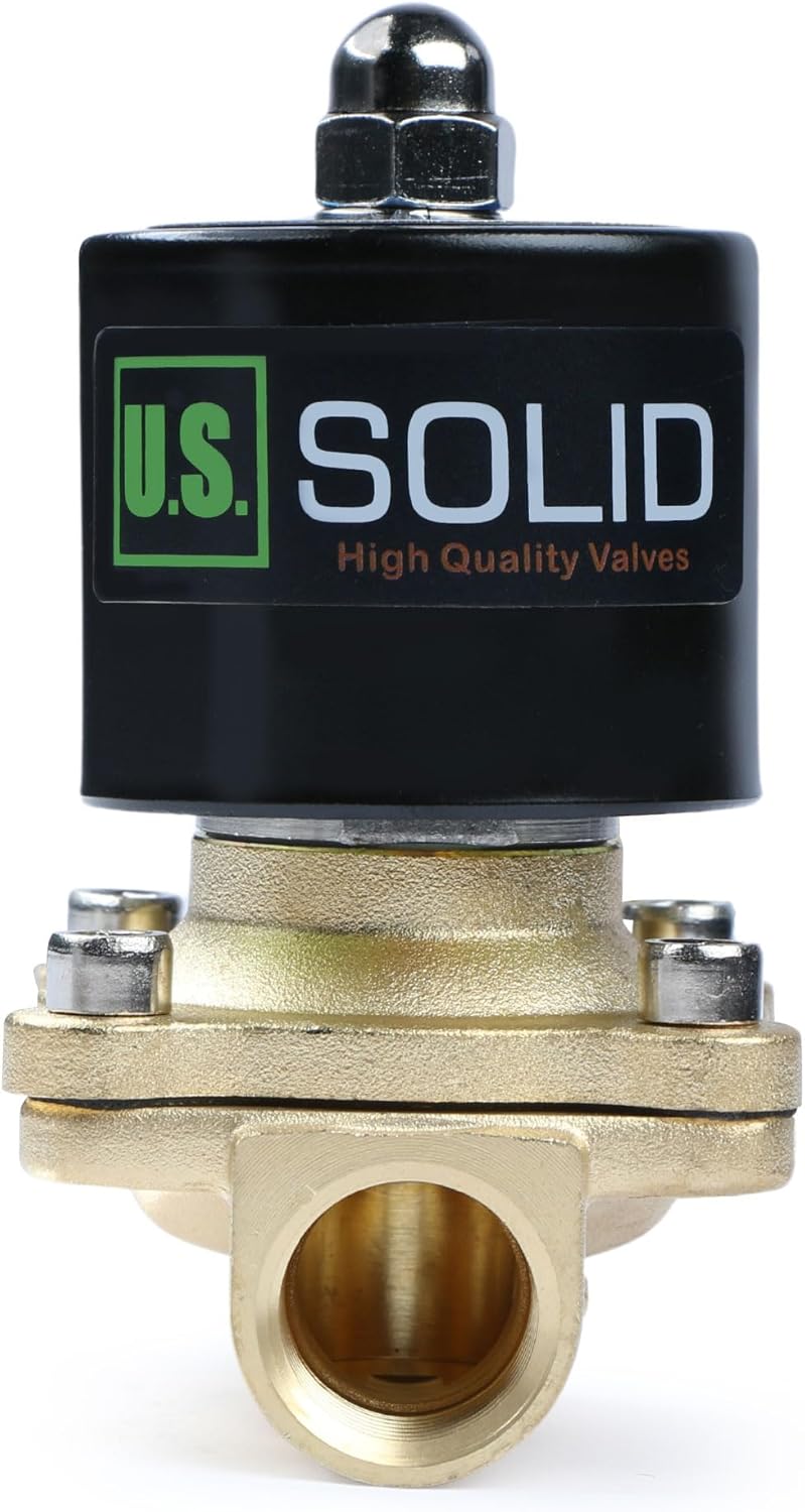 U.S. Solid 1/2" Brass Electric Solenoid Valve110VAC VITON SEAL N.C. (Air, Gas, Fuel...)