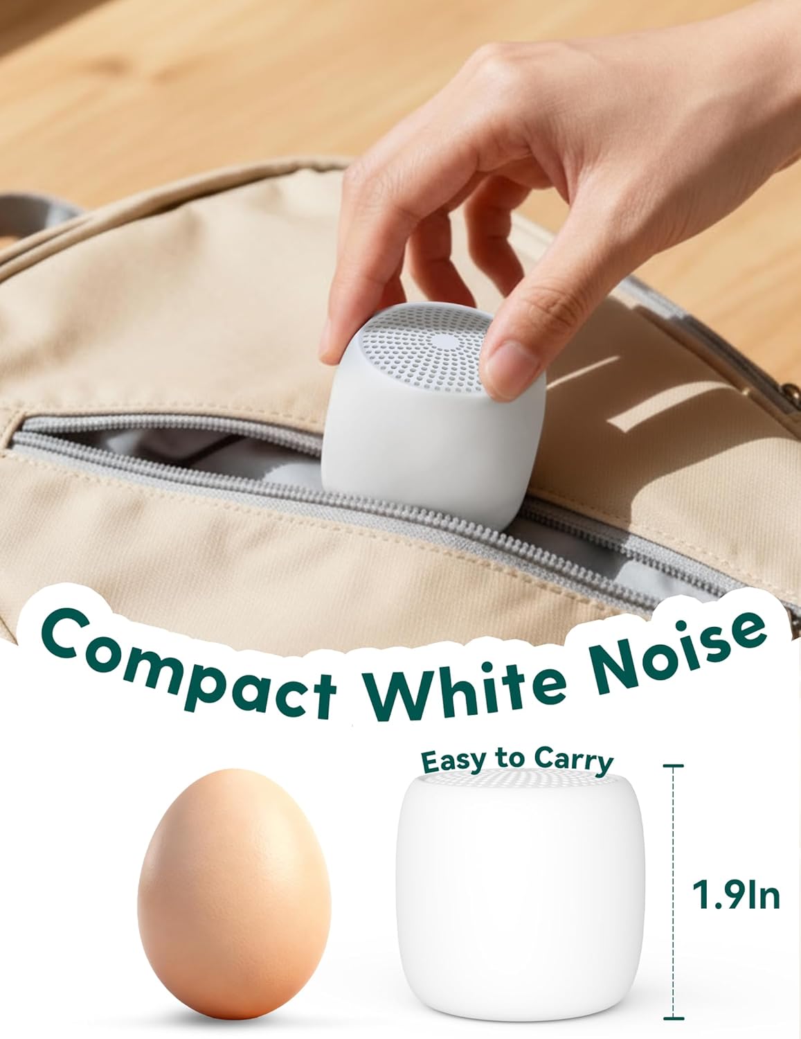 Babelio White Noise Sound Machine (Pocket Mini Pro) | 1000mAh Large Battery, 25 Non-looping Sounds for Adults, Kids & Babies, Timer, Memory Function, Pocket-Sized & Travel Essentials, New White