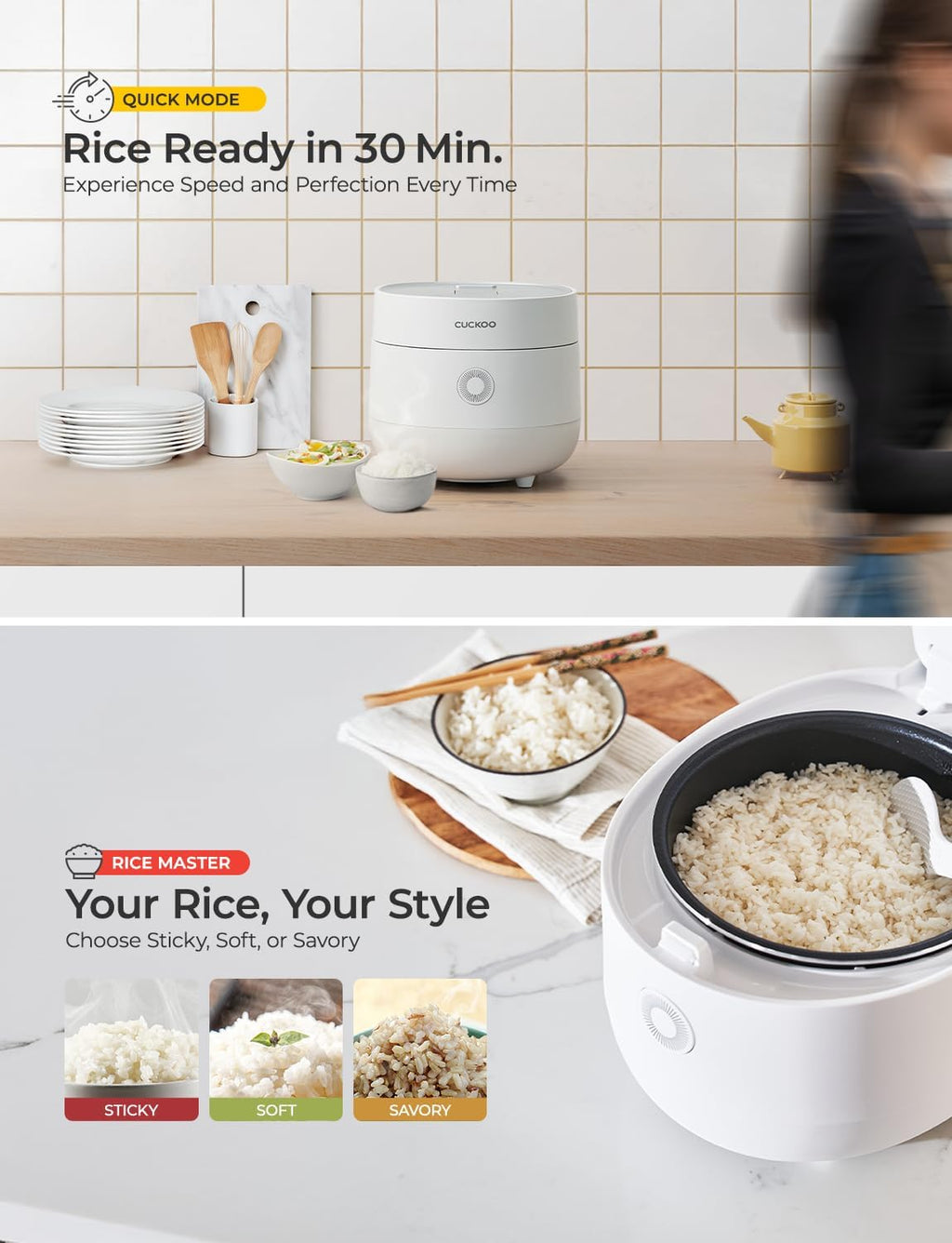 CUCKOO Micom Rice Cooker 6-Cup Uncooked / 12-Cup Cooked with Nonstick Inner Pot, Versatile Rice Maker with 9 Menu Options, Fuzzy Logic Technology, Auto Clean, Quick Rice Mode, White (CR-0675FW)