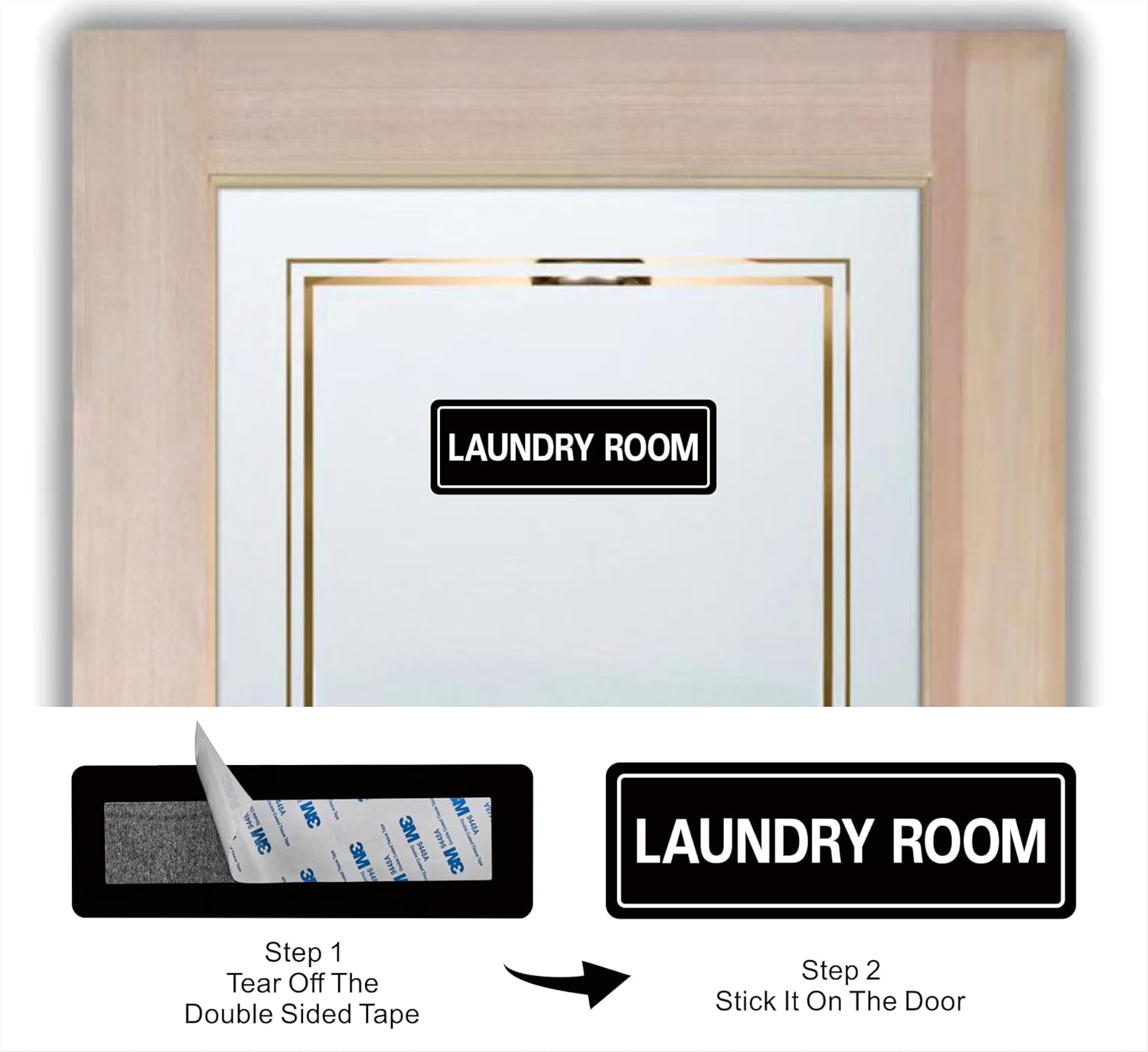 Laundry Room Sign, Premium Durable Acrylic Material, Super Strong Adhesive, Quick Installation, Suitable for Your Home and Business (9 × 3 Inches, Black)