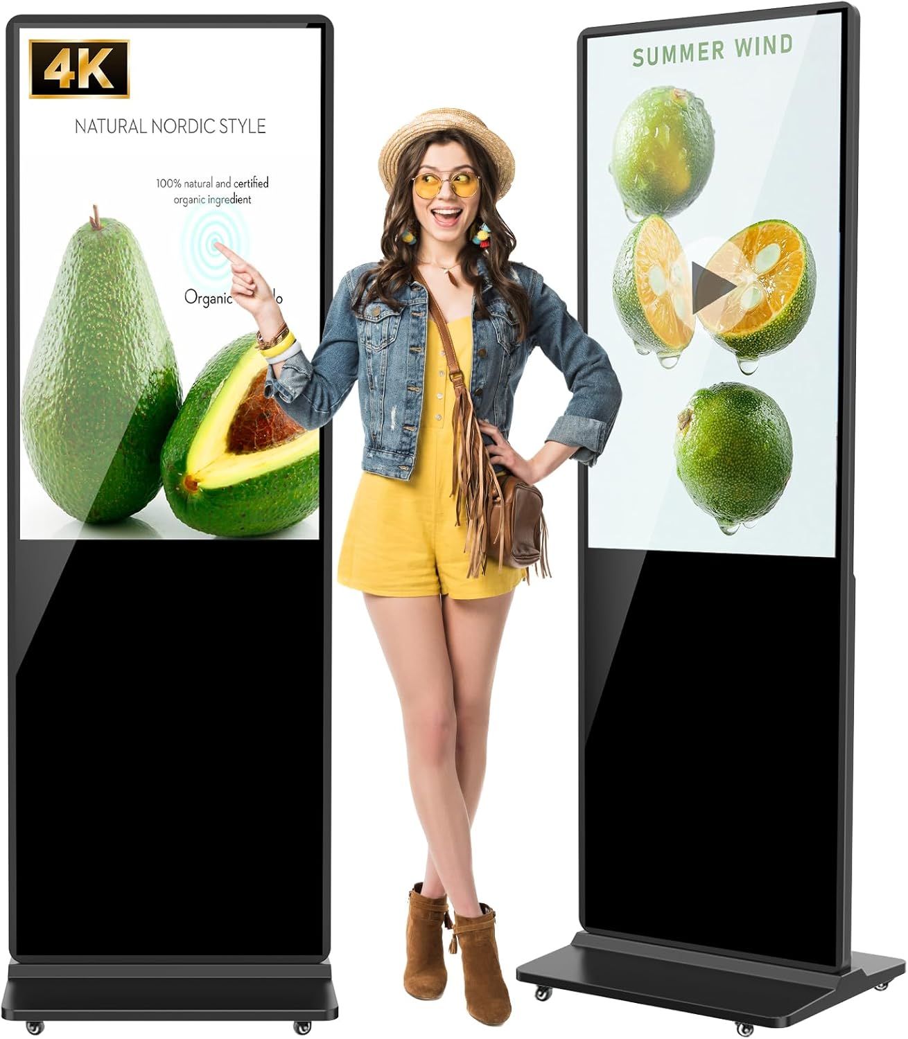 JIYANG 43 Inch 4K Touchscreen Digital Signage Kiosk Ultra HD LCD IPS Display,Plug-and-Play,HDMI Input,Customizable Service,Interactive Kiosk for Restaurants, Conference Rooms,Hotels