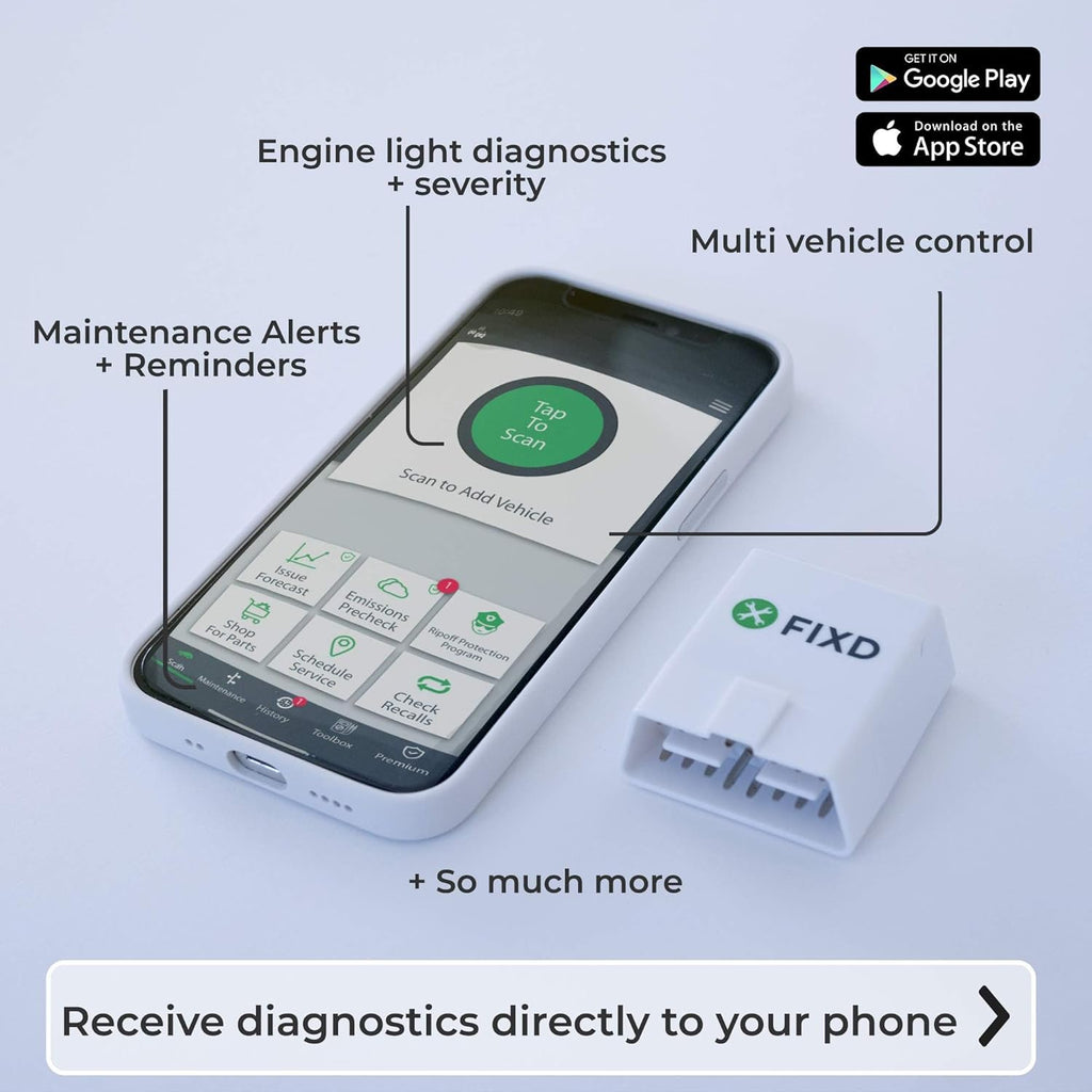 FIXD Bluetooth OBD2 Scanner for Car - Car Code Readers & Scan Tools for iPhone & Android - Wireless OBD2 Auto Diagnostic Tool to Check Engine & Fix All Cars & Vehicles ‘96 or Newer (3 Pack)
