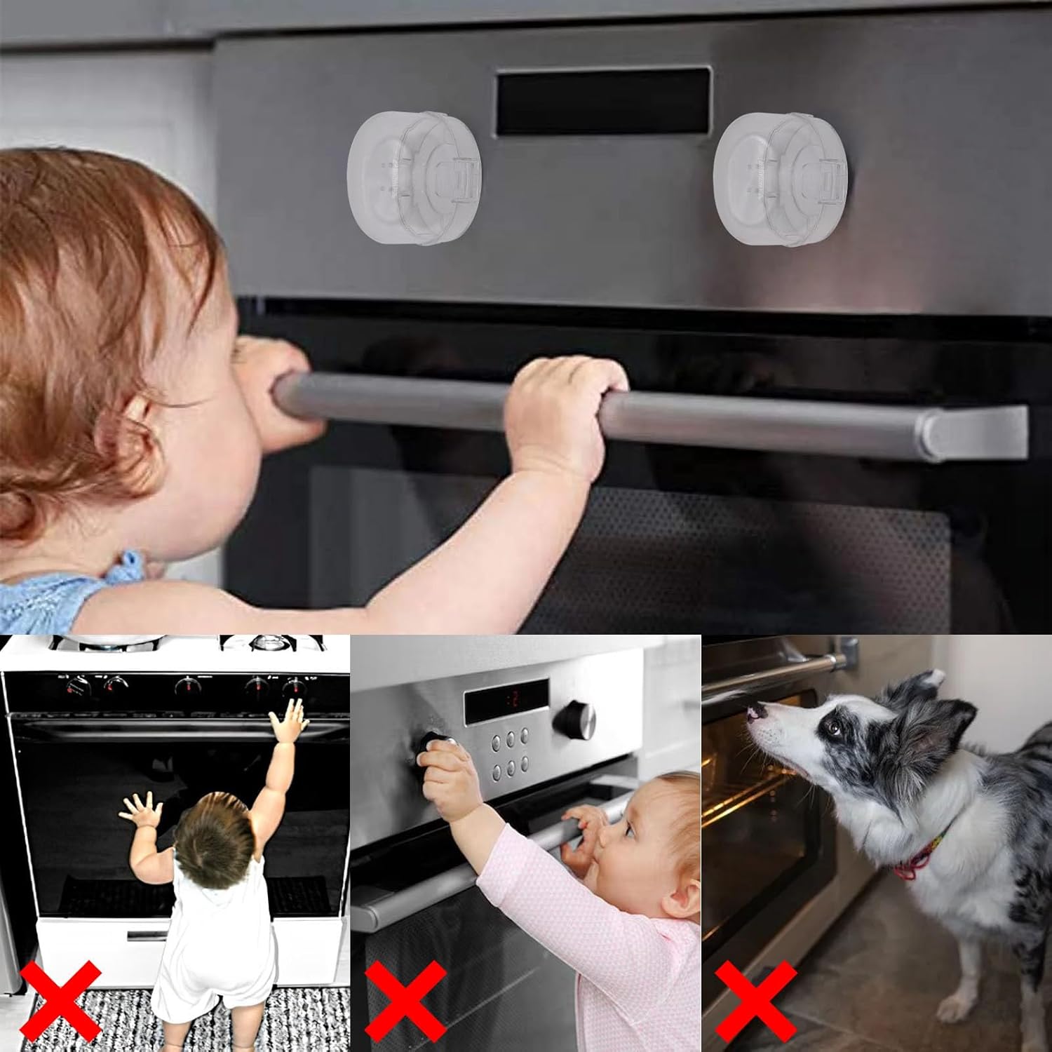 Stove Knob Safety Covers 6 PCS, Oven Knobs Covers for Child Safety, Upgraded Press Gas Stove Knob Locks with Adhesive, Child Proof Stoves Knobs Cover for Babies and Pets (White)
