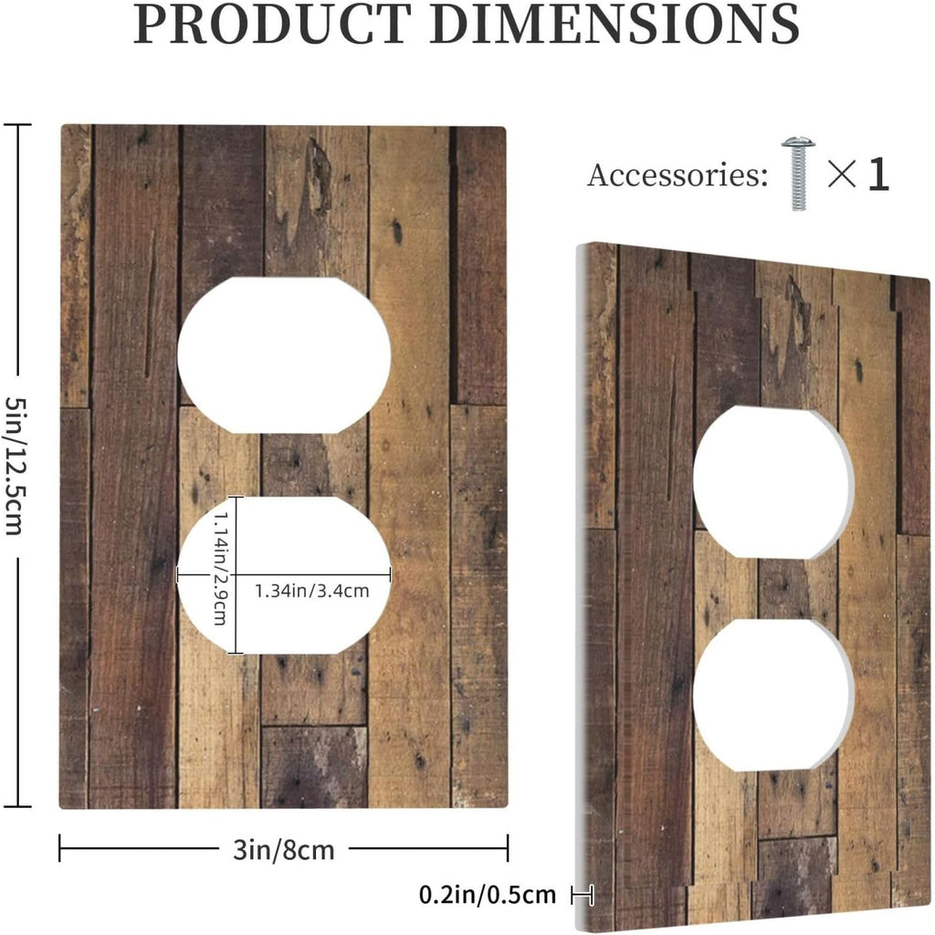 Cool Brown Wood Style Vintage Rustic Print Outlet Covers 1 Gang Duplex Light Switch Cover Decorative Switch Plates Electrical Receptacle Faceplate Wall Plate for Farmhouse Home Decor