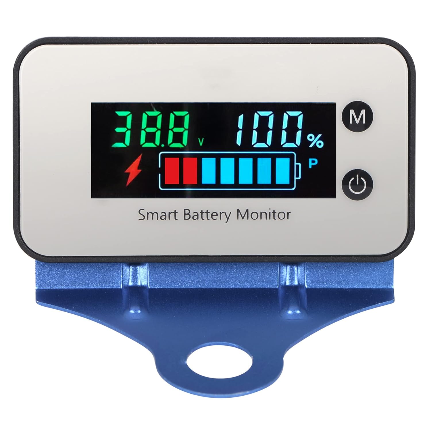 IPX7 Waterproof Battery Monitor with Bracket 7-100V,Car Motorcycle Golf cart Battery Meter Digital Display Capacity Remaining Capacity Percentage Tester with Buzzer Alarm and Temperature