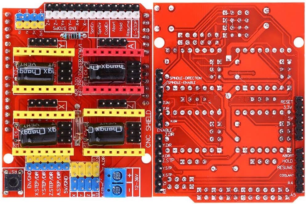 DAOKI CNC Shield V3.0 Expansion Board Kit with Board for Arduino, 4PCS DRV8825 Stepper Motor Driver and Heatsink, 10PCS Jumper Cap, USB Cable for Engraving Machine