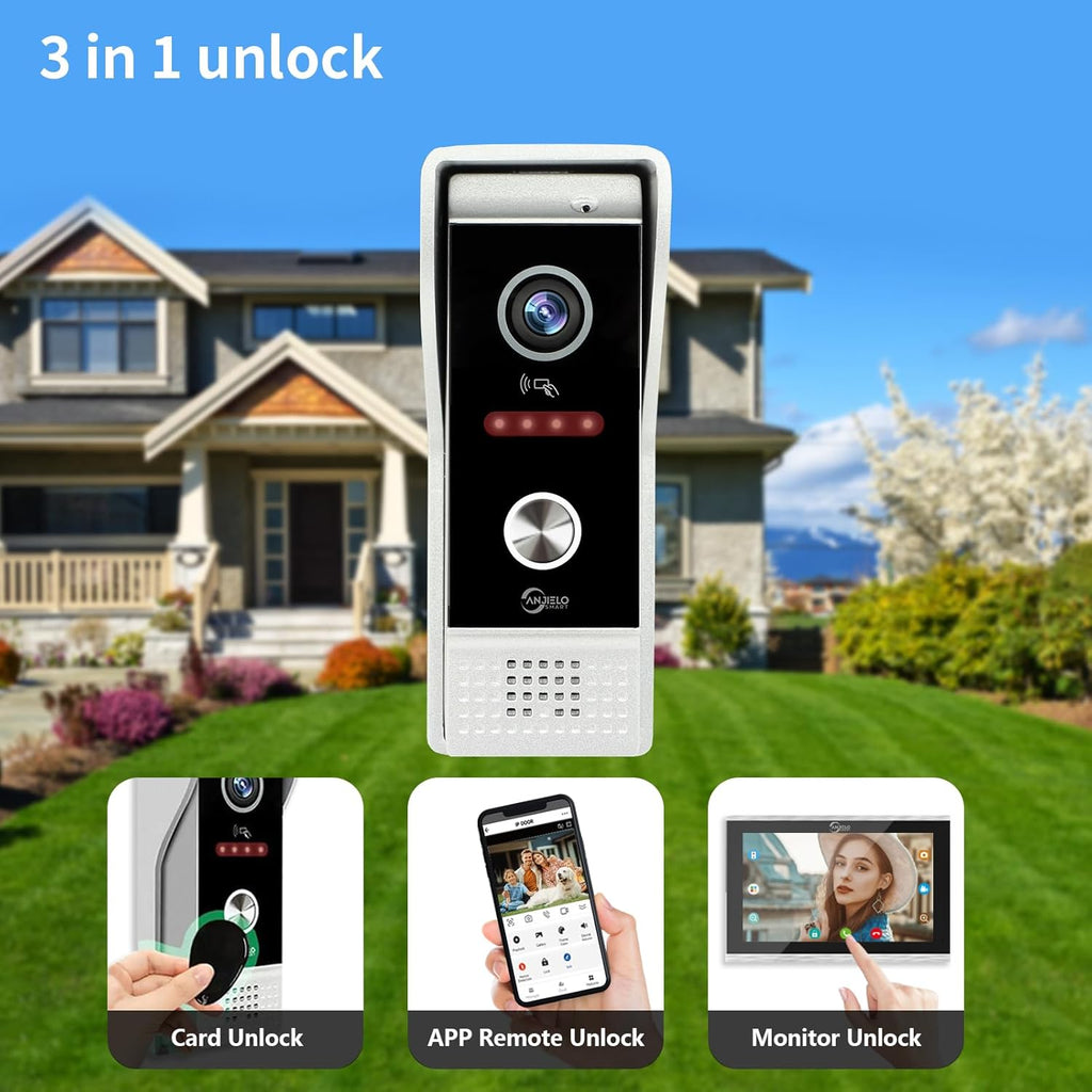 Video Doorbell Intercom System,10 Inches Touch Screen (Black) Video Doorbell Door Phone System,Support Remote Unlock, Dual-Way Intercom,Night Vision for Villa House Apartment (2-Camera + 1-Monitor)