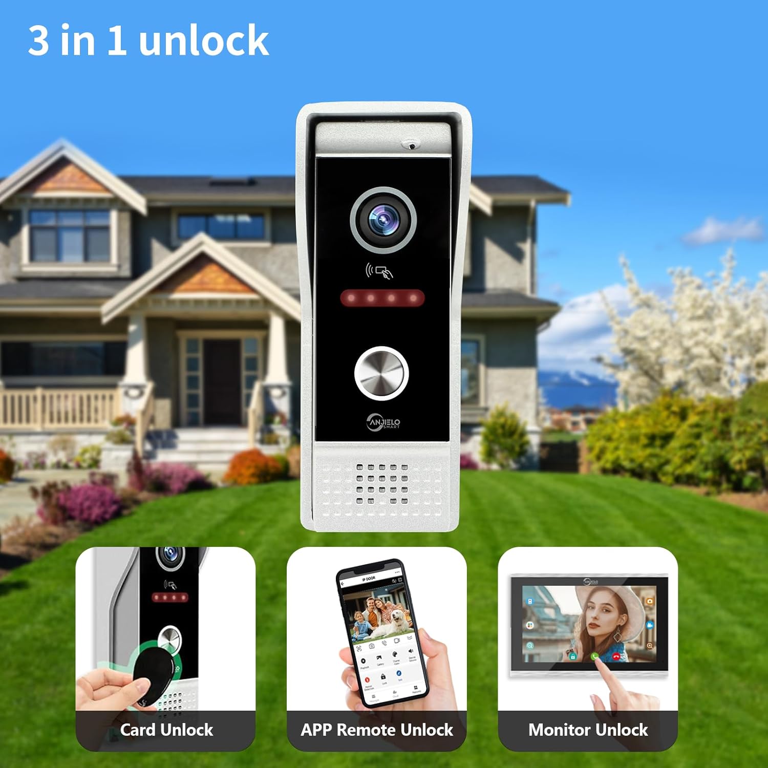 Video Doorbell Intercom System,10 Inches Touch Screen (Black) Video Doorbell Door Phone System,Support Remote Unlock, Dual-Way Intercom,Night Vision for Villa House Apartment (2-Camera + 1-Monitor)