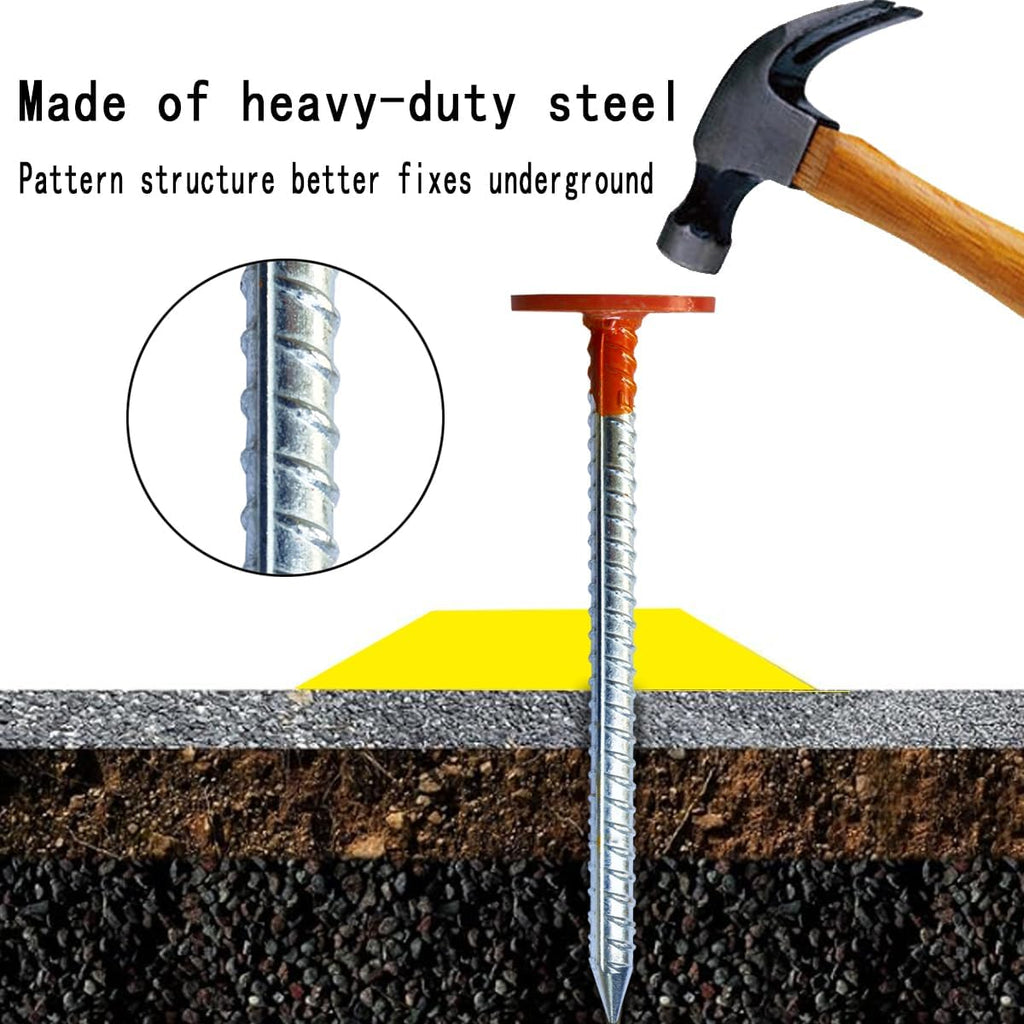 Rebar Survey Marker Stakes, 12 Inch Long - 1.35 LB Heavy Duty, Hi-Vis Orange (8 Pack)