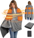 Cordless Heated Blanket Battery Operated with Fleece Lining 7.4V 16000mAh Battery Portable Wearable Heated Shawl for Women Men 6 Heating Zones 3 Fast-Heating Levels (Battery Included)