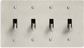 Select 15A 120V AC 4-Gang Toggle Switch, Vintage Satin Nickel Plated Single Pole 3 Way Compatible Wall Mount Toggle Switch, Included Faceplate & Switch Module, UL Listed