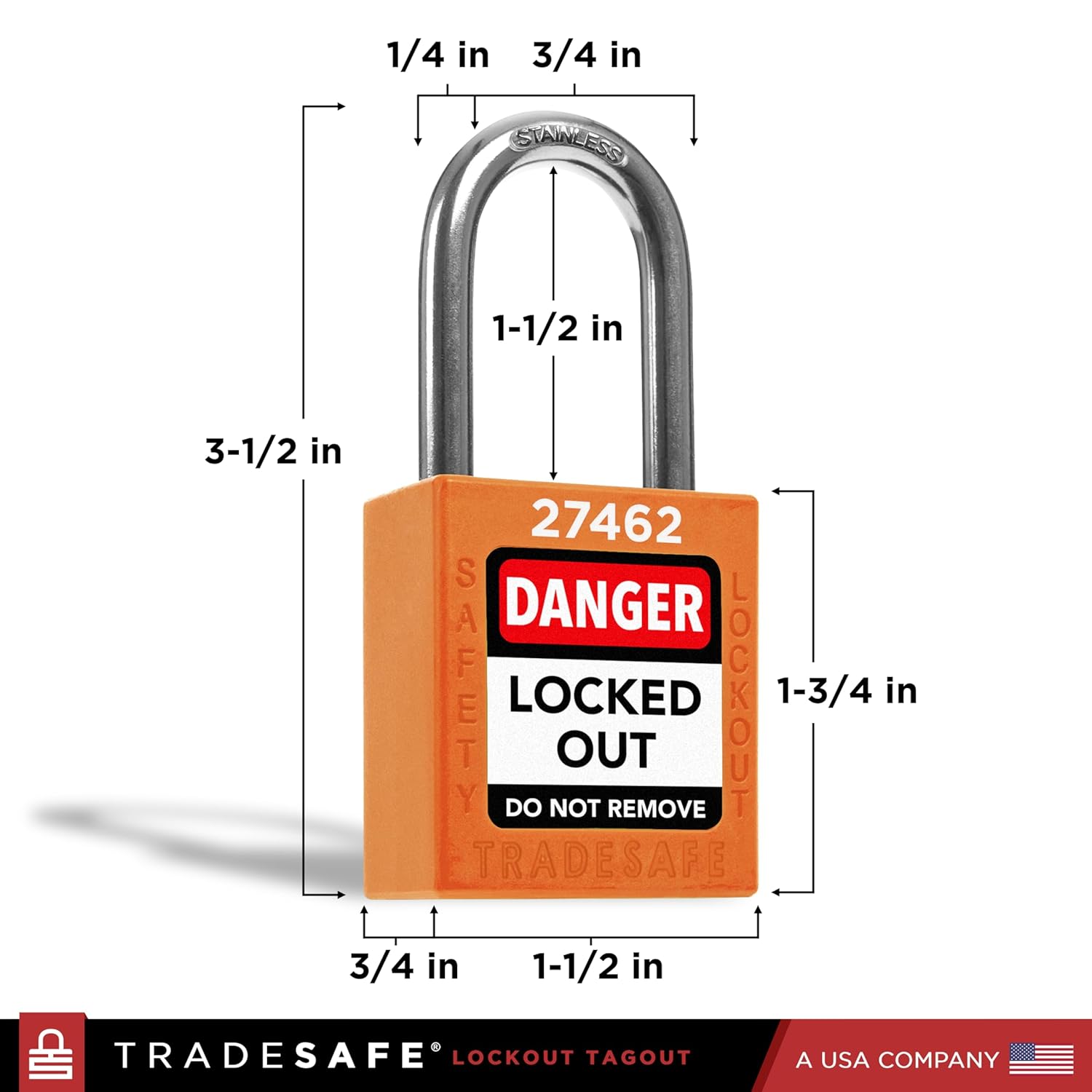 TRADESAFE Lockout Tagout Locks Set - 7 Orange Loto Locks, Lockout Locks Keyed Different, 2 Keys Per Lock, OSHA Compliant Lock Out Tag Out Padlocks, Safety Padlocks for Electrical Lockout Tag Out Kits