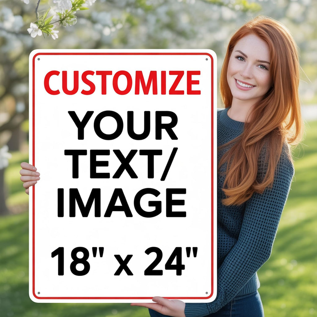 Large Custom Metal Sign for Outdoor - 18x24 Inch 0.04 Aluminum Rust-Free, Personalized Sign for Home, Business, or Office with Reflective Option