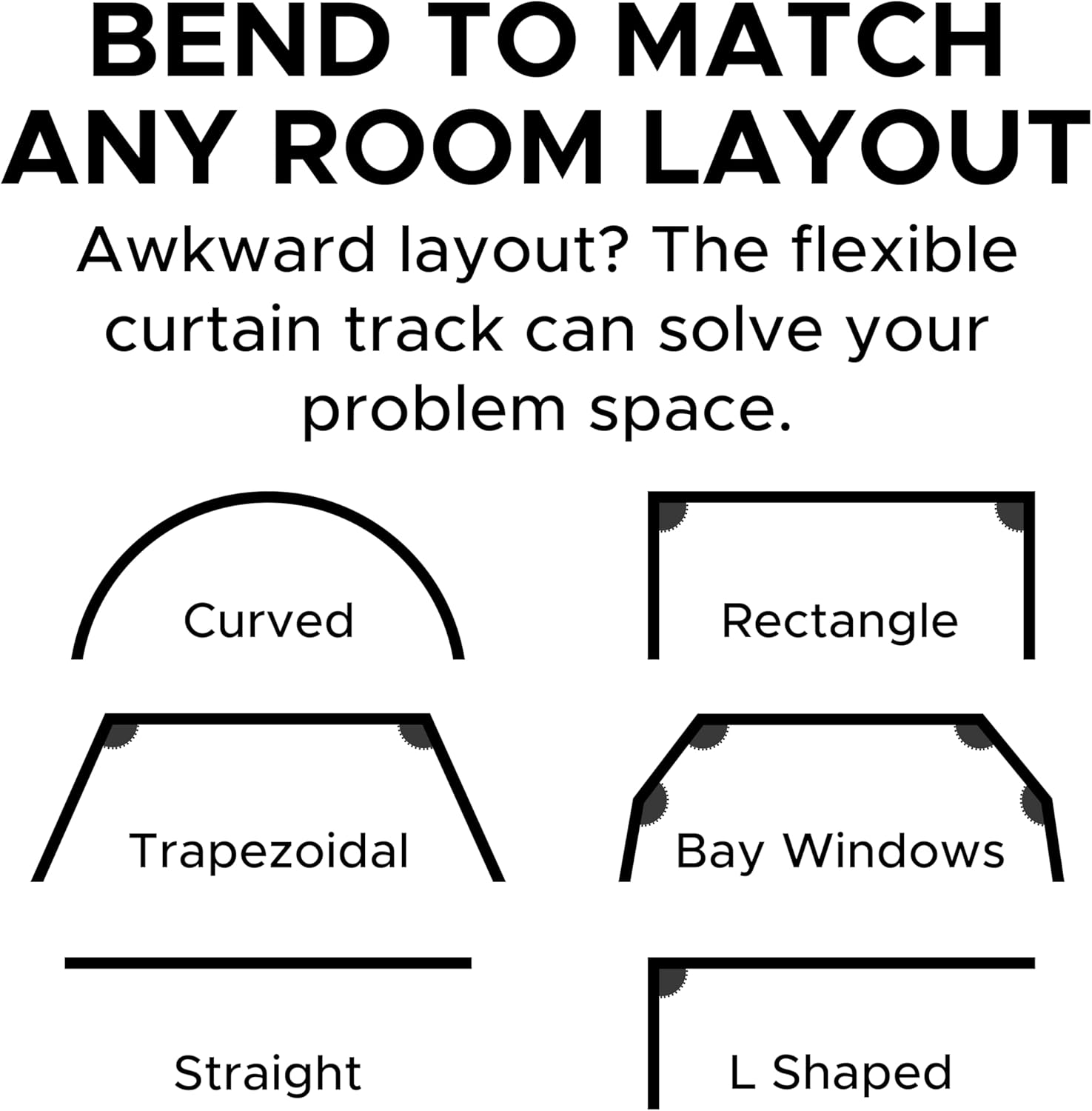 Aluminum Flexible Ceiling Curtain Track – 3ft-6.6ft / 2m Bendable Wall/Ceiling Mount Rail, Smooth Glide System for Bay Windows, RVs, Room Dividers, Showers – Easy Install & Custom Fit