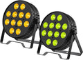 Betopper LED Stage Lights, 12X18W DJ Par Light, RGB+Lime+Amber+UV 6-in-1 Wash/Strobe Effect Stage Lighting, DMX512/Sound Activated Uplighting Lights for DJ, Parties, Concerts, Bars, 2-Pack