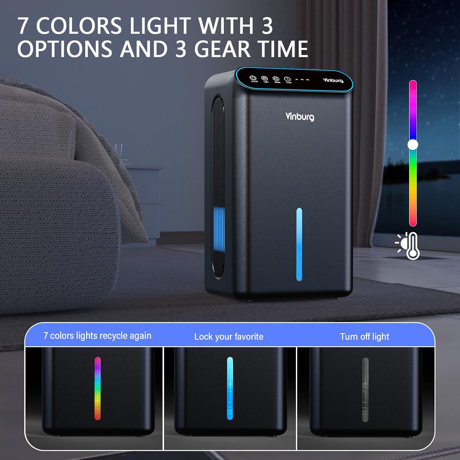 Dehumidifiers for Home (85 OZ Water Tank, 800 sq.ft) Quiet Small Dehumidifier for Basement Bedroom Bathroom with Drain Hose, 3 Gear Timer, Sleep Mode, Auto Shut Off, 7 Color Ambient Light