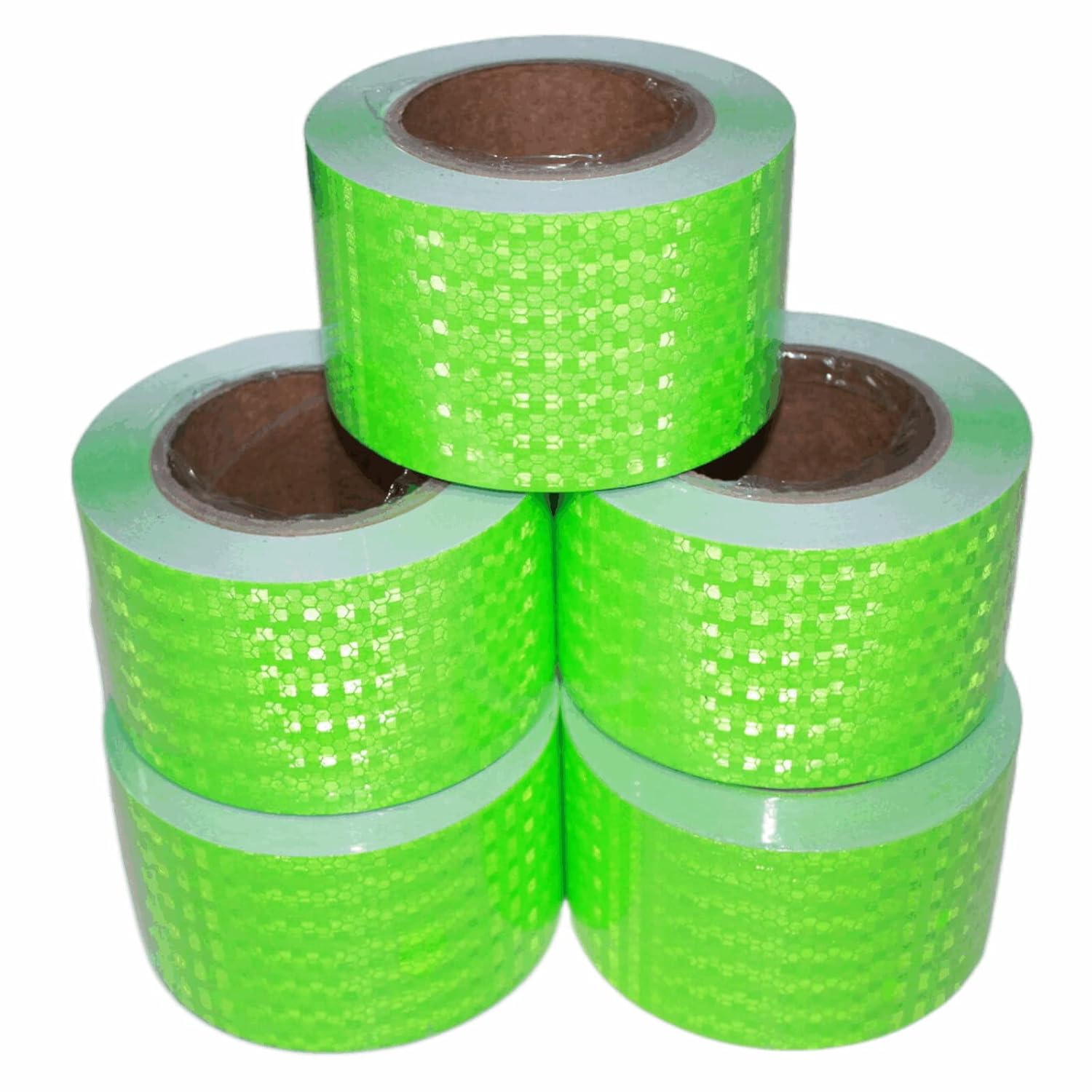 Green Reflective Tape Outdoor Waterproof 3 inch Wide, High Visibility Warning Industrial Marking Tape, Safety Stickers (68 feet,5 Rolls)