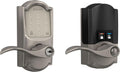 Schlage FE789WB CAM 619 Acc Encode WiFi Accent Lever Smart Lock, Keyless Entry Touchscreen Door Lock with Camelot Trim, Satin Nickel