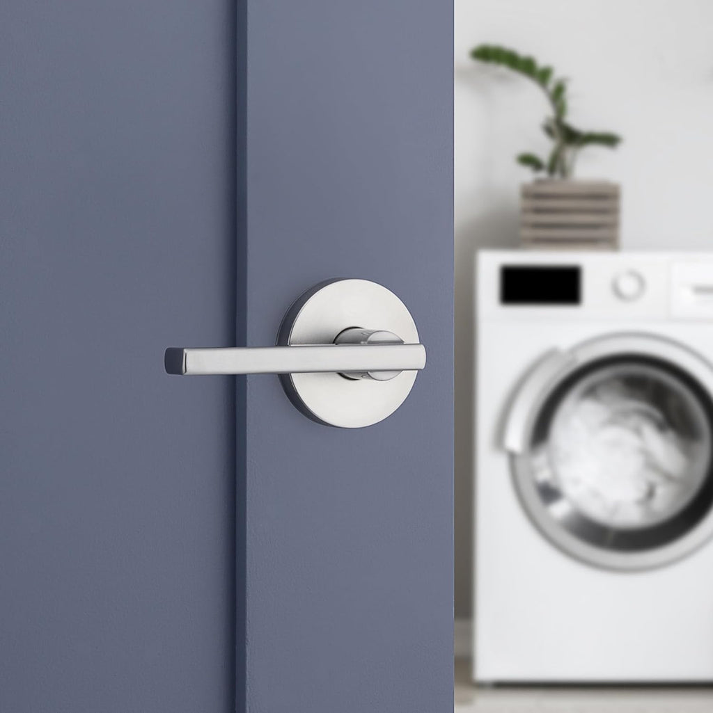 Kwikset Halifax Interior Passage Door Knob, Round Handle for Closet and Hallway Doors, Non-Locking Doorknob in Satin Chrome, with Microban Protection