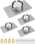QWORK Heavy Duty Puck Lock and Hasp, 4 Pack High Security Steel Hidden Shackle Keyed Different Padlocks with Keys for Trucks, Gates, Vans and Vending Machines