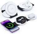 Hicober 3 in 1 Charging Station for Apple Multiple Devices, Foldable Travel Wireless Charger 18W for iPhone Air 17 16 15 14 13 Pro Max Plus &Apple Watch Series/Airpods Black&White