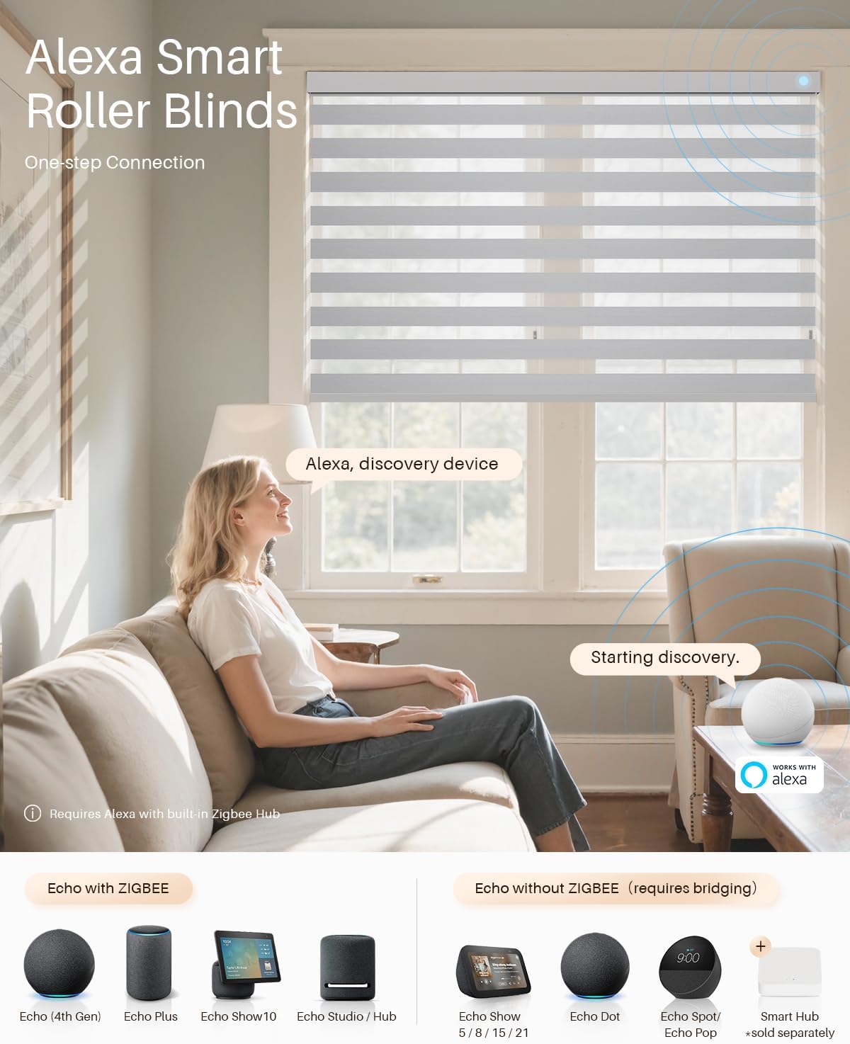 Smart Zebra Blinds for Windows, Alexa Motorized Blinds with Remote Control, Automatic Electric Power Zebra Shades for Indoor Windows (52" W x 72" H,Gray)