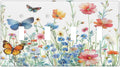 Decorative Light Switch Cover Plate Rustic Wildflower Blue Pink Floral Butterfly 4 Gang Wall Plates for Electrical Outlets Quad Toggle Switch Plate Covers Outlet Covers for Bedroom Decor