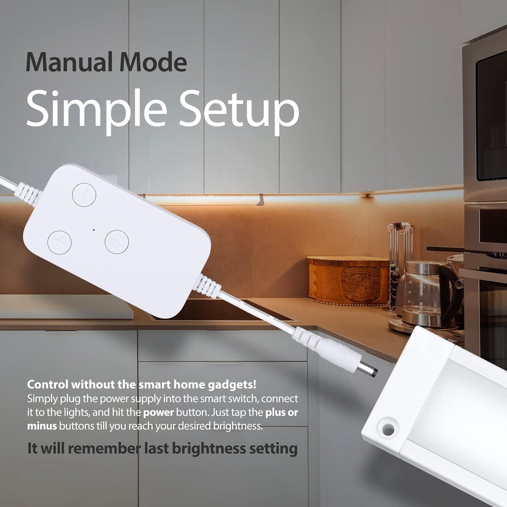 EShine 3 Pack 12 inch White Smart Dimmable LED Under Cabinet Lighting Kit Compatible with Alexa, Google - Warm White (3000K)