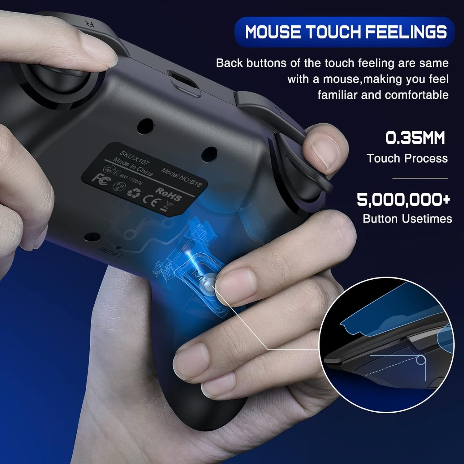 Wireless Switch Controller for Nintendo Switch 2/Switch1/Lite/OLED Controller, Switch Controller with a Mouse Touch Feeling on Back Buttons, Extra Switch Pro Controller with Wake-up,Programmable, Turbo -Black