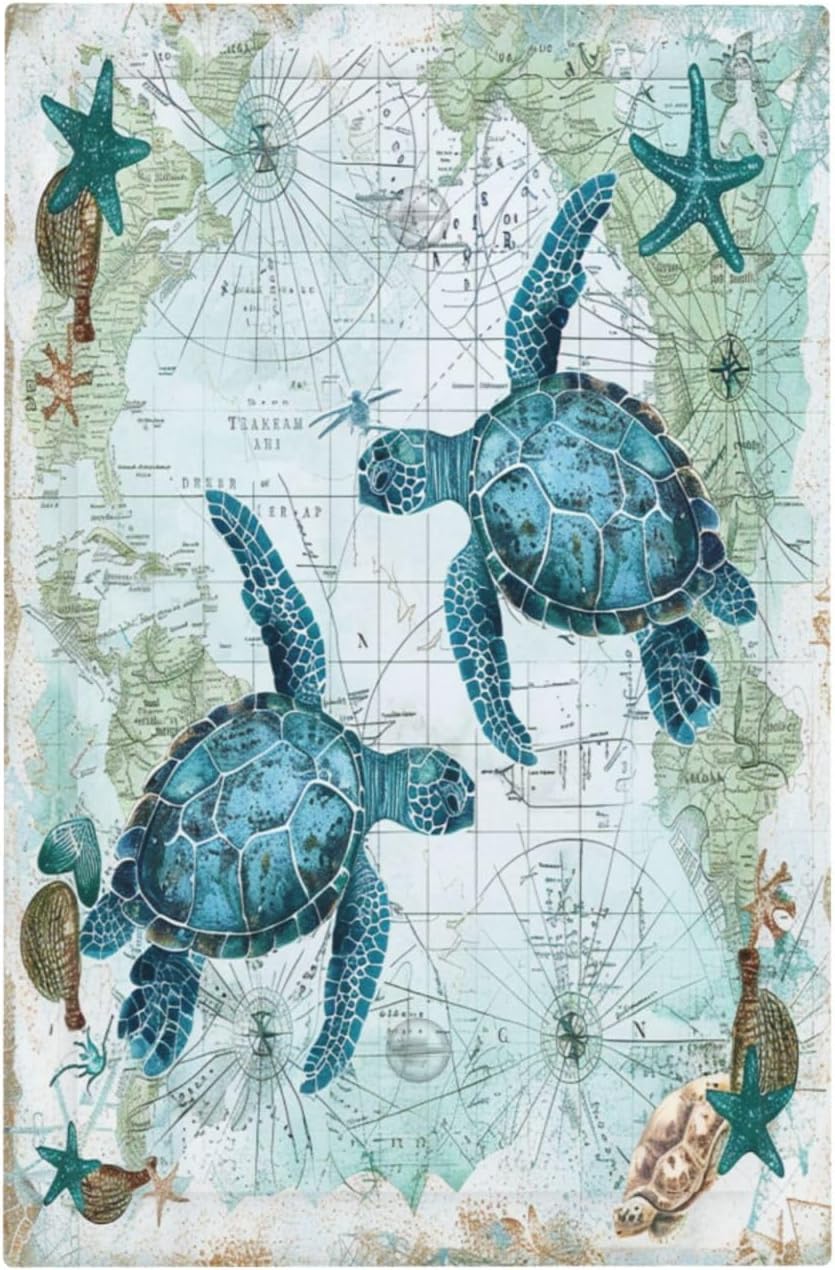 Light Switch Cover Plate Nautical Green Sea Turtles Beach Blue Ocean 1 Gang No Device Blank Electrical Wall Plates Faceplate Decorative Switch Plate For Bathroom Kids Room Decor