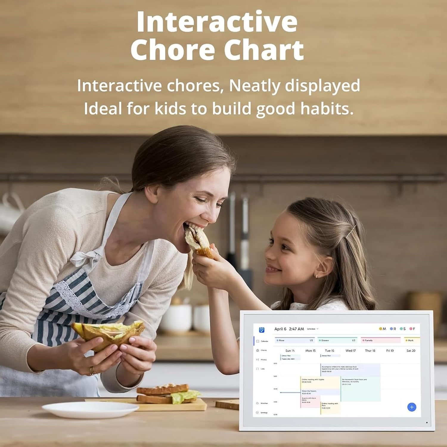 15.6 Inch Skylight Calendar, 1080p Dual Touch Screen Simple Setup Automatic Synchronization Horizontal Vertical Smart Digital Calendar (US Plug 100‑240V)