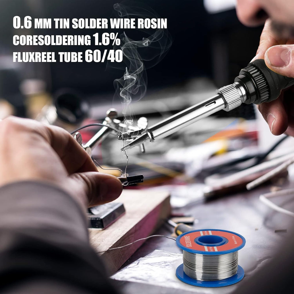 Soldering Iron Kit, 60W Soldering Iron with 5pc Interchangeable Tips, 10-in-1 Adjustable Temperature Solder Welding Tools, Fast Heating, Electronic Repair, 110V, Green